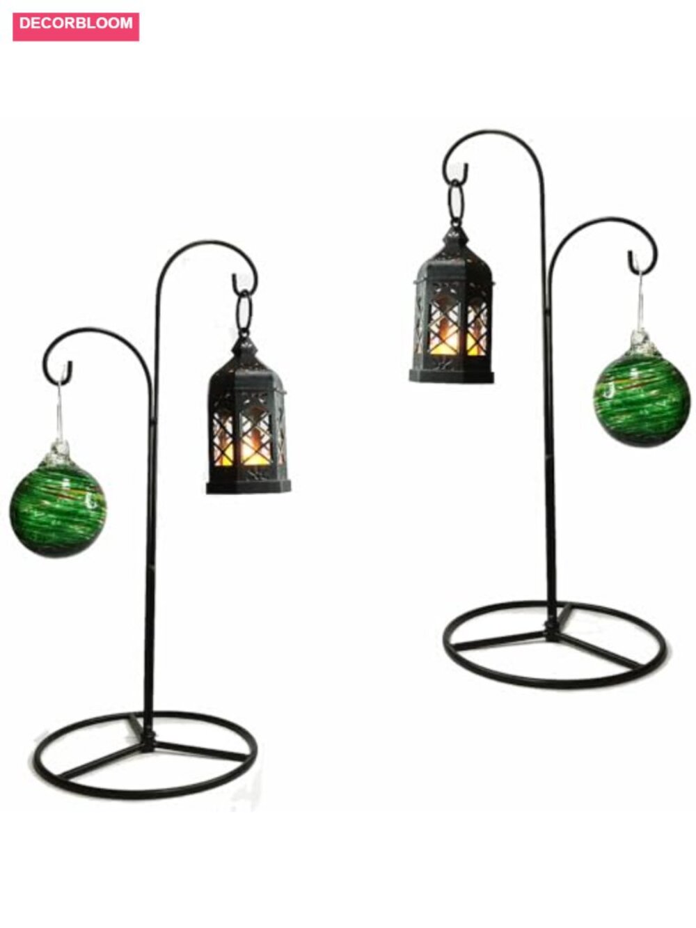 2 Pack Iron Ornament Display Stand with Dual Hooks Tabletop Hanger for